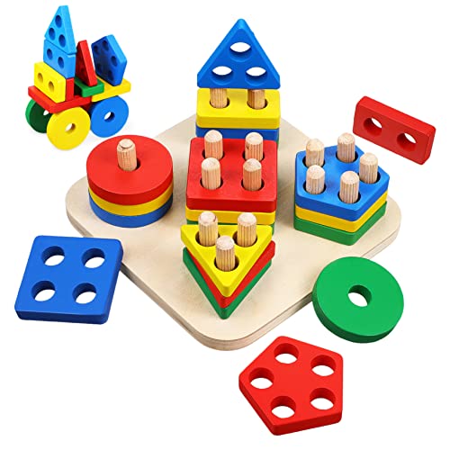 Abaodam 1 Satz Blöcke Holzpuzzles Für Kleinkinder Spielset Zum Sortieren Von Spielzeuge. Puzzles Für Puzzles Passende Puzzlespielzeuge Hölzern von Abaodam