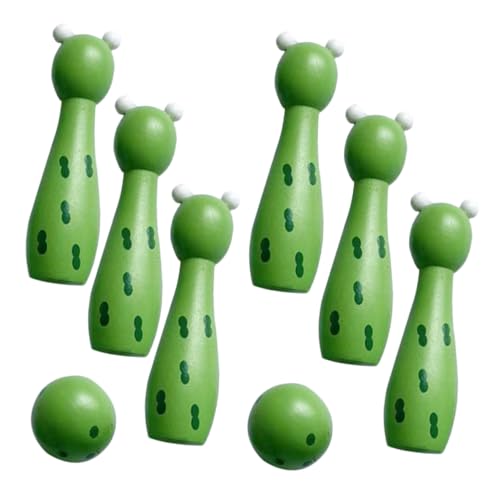 Abaodam 1 Satz Bowlingspielzeug für Bowling Indoor Kinderspielzeug aus Holz Mini-Bowling Bowling für Indoor- für Kleinkinder Buche Green von Abaodam