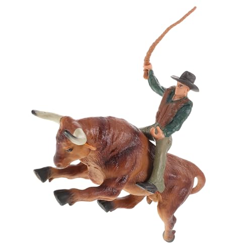 Abaodam 1 Satz Cowboy-Modell wohnaccessoires Cowboy Dekorationsstück Stierkampf Modell Cowboy-Statue Kuh Bullenmodell Stier Statuen realistische Tierfigur Harz von Abaodam