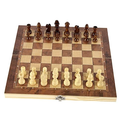 Abaodam 1 Satz DREI in Einem Schach Rätsel Spiele Taschenschach Schachmatte Bretter Hinweis Dame Schachbrett Brettspiel Puzzle Magnetisches Spiel Schach-Timer Faltschach Hölzern von Abaodam