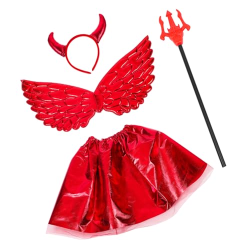 Abaodam 1 Satz Dämonen Flügel Set Kostüm Sensenmann Cosplay Geburtstag Halloween- Grimmig Maske Jungs Halloween-Teufel- Teufelsgabel Prop Party-Teufel-stütze Plastik Rot von Abaodam