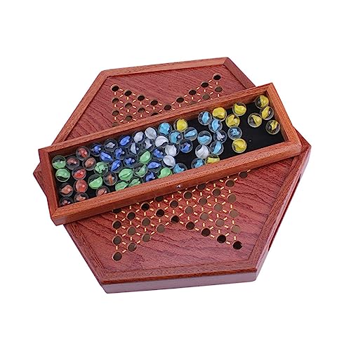 Abaodam 1 Satz Dame die chinesin Erwachsenenspiel brettspiele Boardgames chinesische Entwürfe Sechseck-Checker chinesisches Schachbrett Puzzle Brettspiel aus Holz hölzern Brown von Abaodam