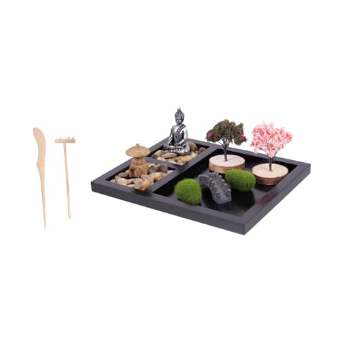 Abaodam 1 Satz Gartenlandschaft Sandtisch Zen-Garten Für Den Schreibtisch Heimdekorationen Schreibtischdekorationen Mini-Schreibtisch Dekorationen Für Zu Hause Ornament Harz Buddha-Statue von Abaodam