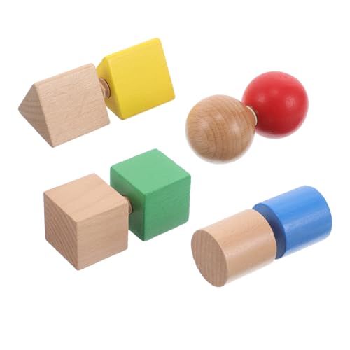 Abaodam 1 Satz Geometrische Bausteine Schrauben Stamm Steckpuzzlespielzeug Formsortierer Stapeln Stapler Feinmotorikspielzeug Für Jungen Und Mädchen Holz von Abaodam