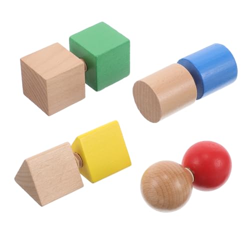 Abaodam 1 Satz Geometrische Bausteine holzspielzeug Puzzlespielzeug Langlebiges pädagogisches Schrauben Stielspielzeug Feinmotorikspielzeug aus Holz von Abaodam