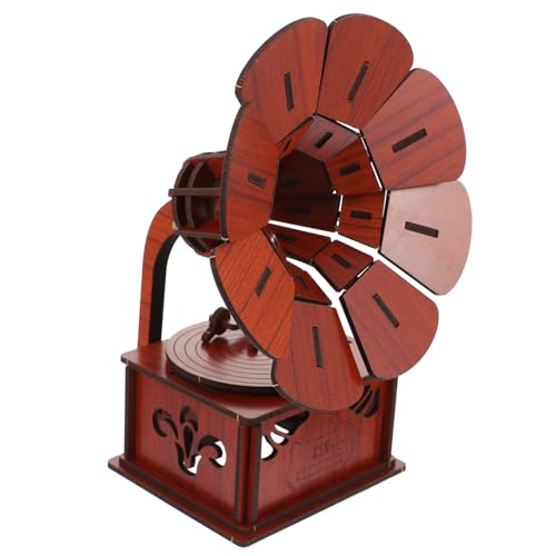 Abaodam 1 Satz Grammophon-Puzzle zappeln mechanisch Bausätze für bastelset basteln für tischdeko esstisch D Puzzle 3D-Grammophonmodell Bildungsspielzeug Holz Brown von Abaodam