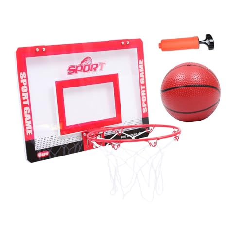 Abaodam 1 Satz Hängende Tür Basketball Board Indoor-Spielzeug Basketballspielzeug Mit Handpumpe Basketballkorb Über Der Tür Drinnen Hängende Basketballbretter Mini-Spielzeug PVC Rot von Abaodam