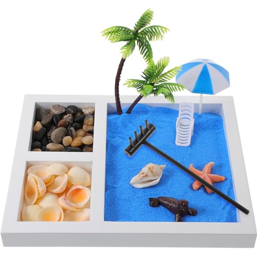 Abaodam 1 Satz Haushaltskunst Sandbox-figurenmodell Strand-Zen-Garten-Set Sandtischkunst Strand-Zen-Garten-kit Strandzubehör Statuen Am Meer Zen-Sandstrand Büro Bambus Einfach Schreibtisch von Abaodam