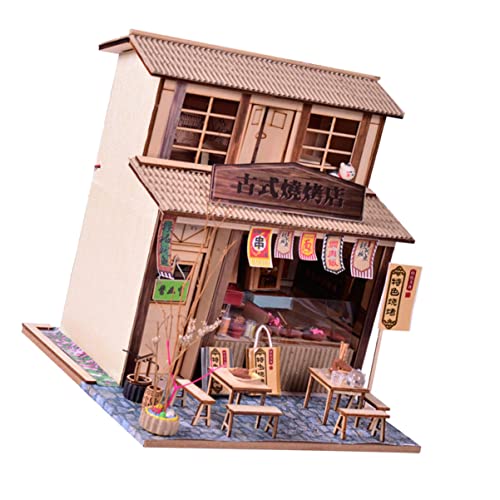 Abaodam 1 Satz Kabinenmodell Miniatursachen Puzzle Zubehör winziges -Kit puppenhaus bausatz selber Machen Rätsel DIY Retro-Architektur-Hausbausatz Holz Brown von Abaodam