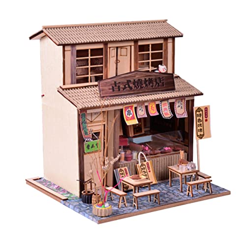 Abaodam 1 Satz Kabinenmodell Puzzle Puppenhaus winziges -Kit Zubehör Miniatursachen DIY Retro-Architektur-Hausbausatz Rätsel Holz Brown von Abaodam