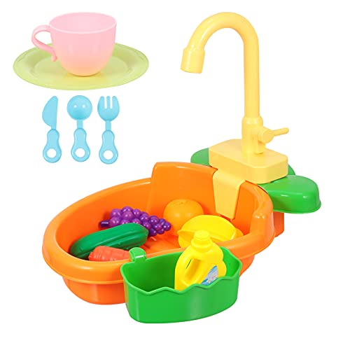 Abaodam 1 Satz Kinderwaschbecken kinderküche Kitchen kinderknallzeug küchengeräte kochset Blase Kleinkinder Babyparty-Spiele Wasserspiel Plastik Orange von Abaodam