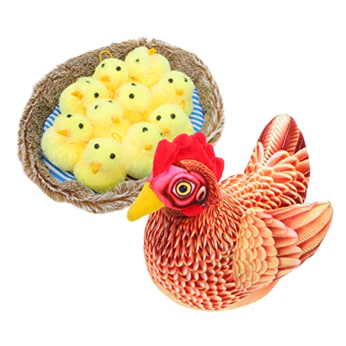 Abaodam 1 Satz Küken Plüschtier Kuscheltier osterplüschtiere Puppenschmuck zu Ostern frühling Ostern Huhn Dekoration Henne-Küken-Dekoration Ostern-Desktop-Küken- kurzer Plüsch von Abaodam