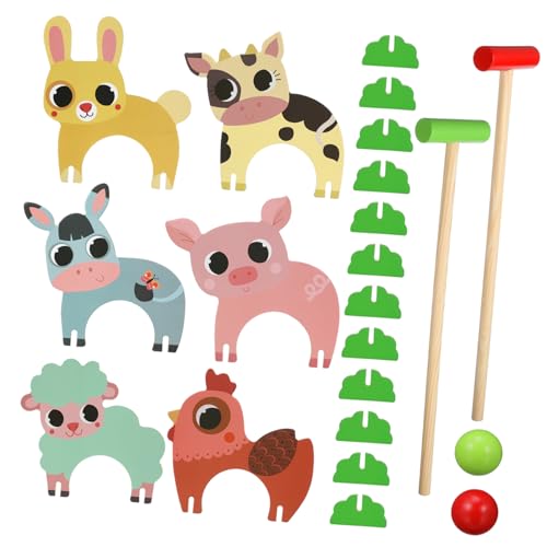 Abaodam 1 Satz Lustiges Tierkrocket Krocket-Spiel Krocketspielzeug Mit Tiermotiven Kick-Crocket-Spiel Tierkrocketspiel Für Outdoor-kit Für Tier-krocket-Set Bausatz Hölzern von Abaodam