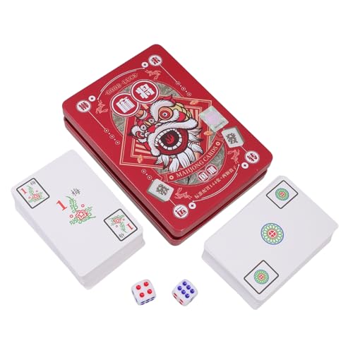 Abaodam 1 Satz Mahjong-Poker Mahjong-Kartenspiel Chinesisches Kartenspiel Mahjong Kartendeck Reise Spielkarten Mahjong Karten Mahjong-Karte aus PVC tragbares Mahjong-Karten-Kit Papier rot von Abaodam