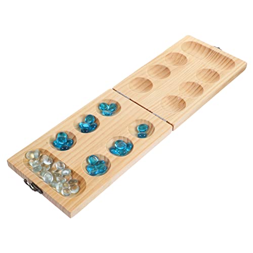 Abaodam 1 Satz Mankala -Schachspielzeug Faltbares Mancala-Brett Mancala-Brettspiel Brettspiel Mancala-Schach Mancala-Spiel Mancala-Steine Edelstein-Schachspielzeug Holz von Abaodam