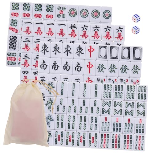 Abaodam 1 Satz Mini-Mahjong Interessantes Mahjong-Kit tragbare Mahjong-Fliesen Mini-Tisch Mahjong Spiele Mahjong Game Spielzeug Reise-Mahjong-Spiel Requisiten für Reisetischspiele Melamin von Abaodam