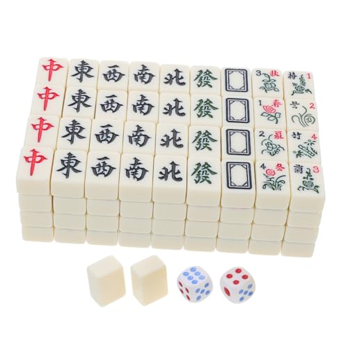 Abaodam 1 Satz Mini-Mahjong Zen-Spiel Chinesisches Schach Euchre-würfel Outdoor-Mahjong Flagge Mahjong Mahjong-Karten Mahjong-Fliesen Automatischer Mahjong-Tisch Legespiel Melamin von Abaodam