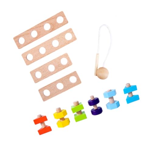 Abaodam 1 Satz Nuss Nuss Passendes Spielbrett Mit Holzschrauben Holzschraubenspielzeug Bildungsspielzeug Schrauben-Puzzle- Holzspielzeug Colorful Hölzern von Abaodam