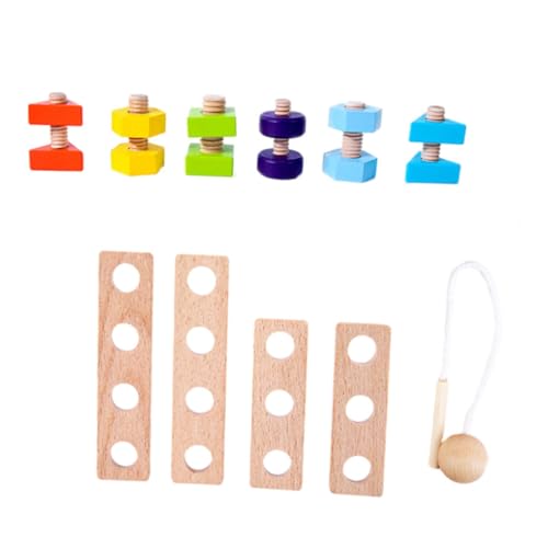 Abaodam 1 Satz Nuss Spielzeug Kinder basteln Kinder Puzzle kinderpuzzle DIY-Konstruktionsspielzeug Streichhölzer Spielbrett mit Holzschrauben Schraube Kognitionsspielzeug hölzern Colorful von Abaodam