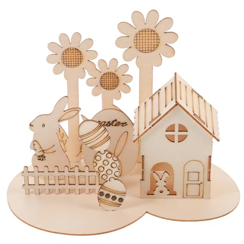 Abaodam 1 Satz Osterei-Dekoration Plüsch Trendy Mini-Schlafzimmerdekorationen Hahn-Stirnbänder für DREI Anhänger Puzzle -DIY- Osterspielzeug für Kleinkinder Holz Khaki von Abaodam