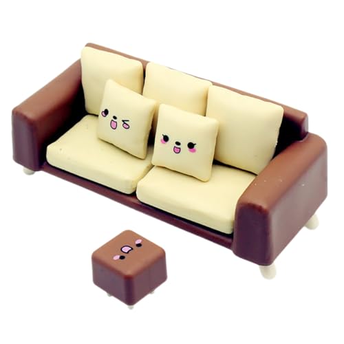 Abaodam 1 Satz Puppenstubensofa Puppenhaus-Wohnzimmerdekoration Spielsofa vorgeben DIY-Puppenstuben-Sofa DIY-Puppenstuben-Stuhl Miniatursofa Miniatur-Couch Mini-Puppenhaus-Dekor Plastik von Abaodam