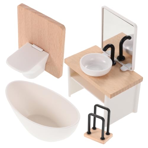 Abaodam 1 Satz Puppenzimmer Badezimmerdekorationen Wassertrog Schminktisch Mini Badewanne Moderne Puppenhausmöbel Puppentoilette Puppenhaus Waschbecken Miniatur Dinge Aus von Abaodam