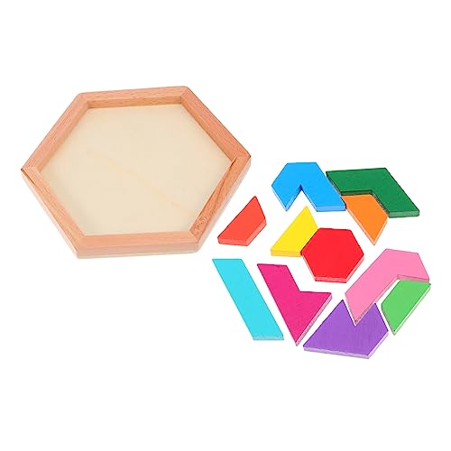 Abaodam 1 Satz Puzzle-Bausteine Tangram Puzzle logikspiel kinderknallzeug gehirn Training problemlösung Sechseck-Puzzle Rätsel zum frühen Lernen hochwertiges Holz Colorful von Abaodam