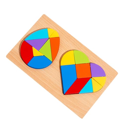 Abaodam 1 Satz Puzzle-Brett Pädagogisches holzpuzzle Tangram für Kleinkinder holzspielsachen Puzzle formpassendes Tangram- aus Holz Colorful von Abaodam