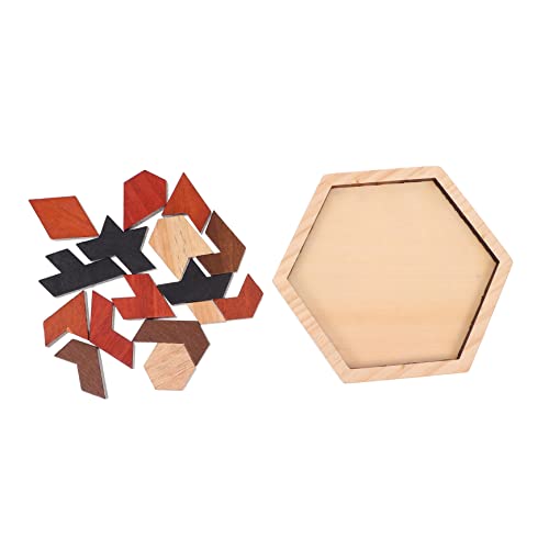 Abaodam 1 Satz Puzzle-bausteine Rätsel Zum Frühen Lernen Tangram-Puzzle Sechseck-Puzzle Hochwertiges Holz von Abaodam