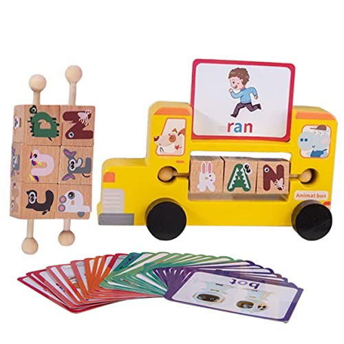 Abaodam 1 Satz Puzzle holzspielzeug geburtstagsmitgebsl Educational Toys Lernspielzeug Wortspielzeug für Kleinkinder Wortbuchstabierspielzeug Buchstabenblock Lernen hölzern Yellow von Abaodam