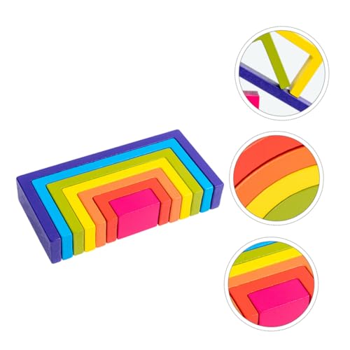 Abaodam 1 Satz Quadratische Regenbogen-bausteine Bausteine ​​Bauen Geometrischer Block Kindergartenbedarf Hölzern Colorful von Abaodam