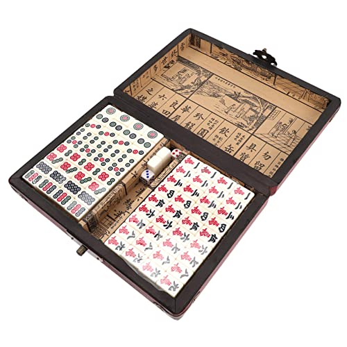 Abaodam 1 Satz Reise-Mahjong Spielzeug für die Reise Mahjong-Spielzeug Mahjong Reisespielzeug majiang Mahjong-Puzzle familienspiele Family Game Mahjong-Kit Reise-Brettspiel-Requisite Holz von Abaodam