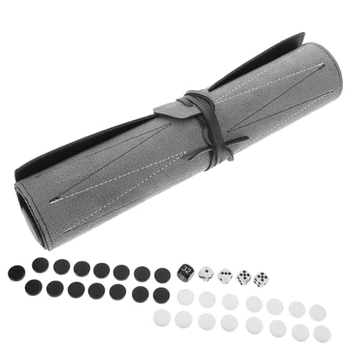 Abaodam 1 Satz Schachbrett Backgammon-Set PU Leder Schach Backgammon-Matte Schach für Erwachsene Gesellschaftsspiele lustige Schachspielzeuge für Tischplatten Melamin Black von Abaodam