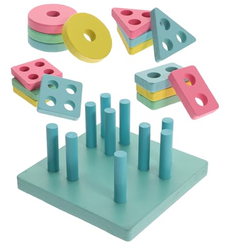 Abaodam 1 Satz Shape-Matching-spalte Frühpädagogisches Angebot Holzbaustein Kognitive Spielsachen Colorful Hölzern von Abaodam