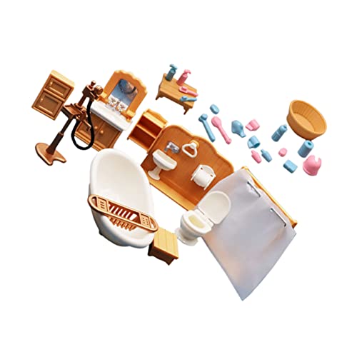 Abaodam 1 Satz Simulation Badezimmer Miniaturmöbel Mini- Badezimmerteppiche Mini-Essen Miniatur-Hausbausatz badgarnitur badezusatz badmöbel Miniatur-Zubehör Mini-Möbel Plastik Brown von Abaodam