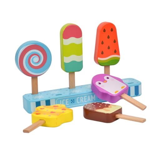 Abaodam 1 Satz Simulations- kinderküche Eiscreme Rollenspiel ziernieten Eiscreme Set vorgeben Eiscreme-Modelle Eismodell anzeigen Eisstiel- hölzern Colorful von Abaodam