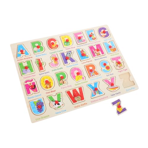 Abaodam 1 Satz Spanisches Puzzle kinderpuzzle holzspielzeug Farbenfrohes Frühes Lernen Sprachlernspielzeug passendes für Vorschulkinder Puzzle für Kleinkinder von Abaodam