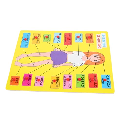 Abaodam 1 Satz Spanisches Rätsel Anatomie Spielen Mein Körperrätsel Für Kleinkinder Menschliche Körperteile Spielzeug Anatomie-Puzzle Passendes Spielzeug Körperteile Puzzle Lehrmittel Holz von Abaodam