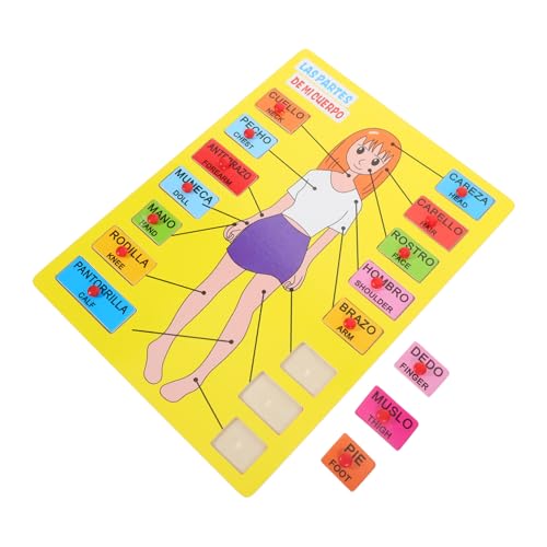 Abaodam 1 Satz Spanisches Rätsel Kleinkind rätsel menschliche Körperteile holzspielzeug kinderpuzzle spaß puzzletisch Puzzlekleber Puzzle des menschlichen Körpers für Kleinkinder von Abaodam