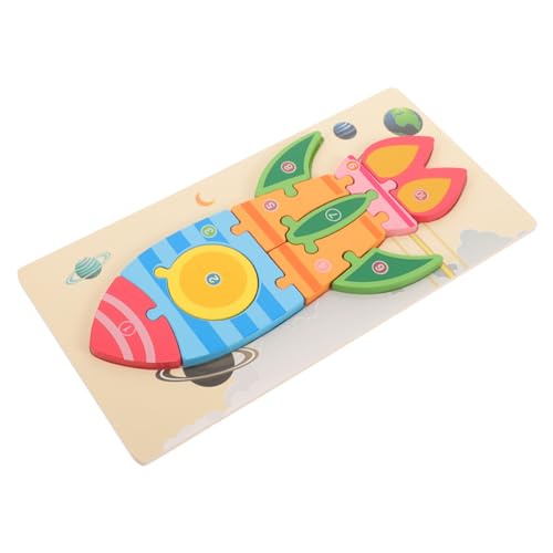 Abaodam 1 Satz Stereo-Block-Puzzle Junge Babyspielzeug Raketenspielzeug Lernpuzzle Zappelspielzeug Kleinkindspielzeug Säuglingsspielzeug Lustiges Puzzle- 3D-Puzzle Holz von Abaodam