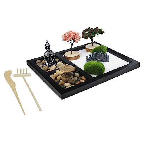 Abaodam 1 Satz Tischdekoration Zen-Garten-Set Artware Dekor Zen-gartendekoration Dekorationen Für Zuhause Sandkastenverzierung Für Den Garten Meditationsschmuck Schreibtischschmuck MDF von Abaodam