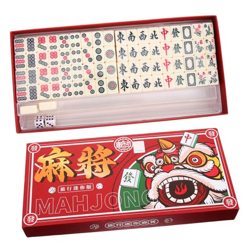 Abaodam 1 Satz Tragbares Mini-Mahjong Mahjong-Spiel Mahjong Für Unterwegs Tragbare Mahjong-Fliesen Mahjong-kit Reise-Mini-Mahjong Tragbares Mahjong Reise Tischspiel Mahjong PVC Weiß von Abaodam