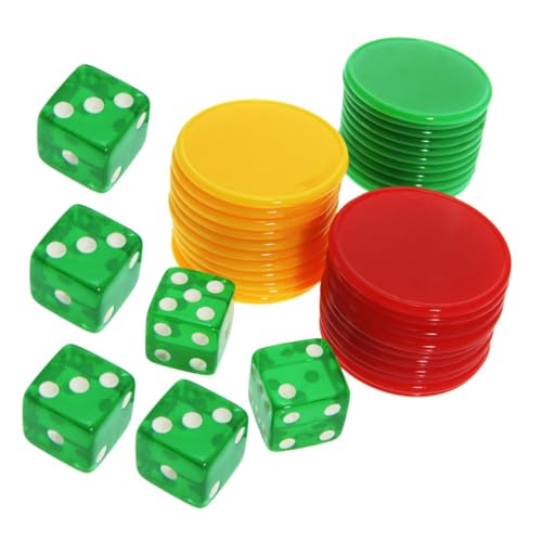 Abaodam 1 Satz Würfel-chip-Set 6-seitiger Spielwürfel Lernzähler-chip Würfelspiel Farbzählchip Tragbare Pokerchips Leere Spielchips Leere Würfel Kidcraft-spielset Jetons Kunststoff Acryl von Abaodam