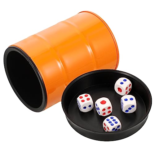 Abaodam 1 Satz Würfelbecher-Set Würfelbecher schütteln Tasse mit Deckel und Strohhalm Würfel Trinken unterhaltungsspiele brettspiel zubehör Würfelspiel-Requisite Barzubehör Orange von Abaodam