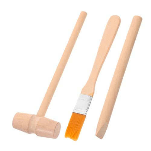 Abaodam 1 Satz archäologische Werkzeuge Geoden Hammer Grabset Wissenschafts-Kit für Felsen Holzmeißel Outdoor DIY Graben kit Edelstein-Ausgrabungsset hölzern Beige von Abaodam