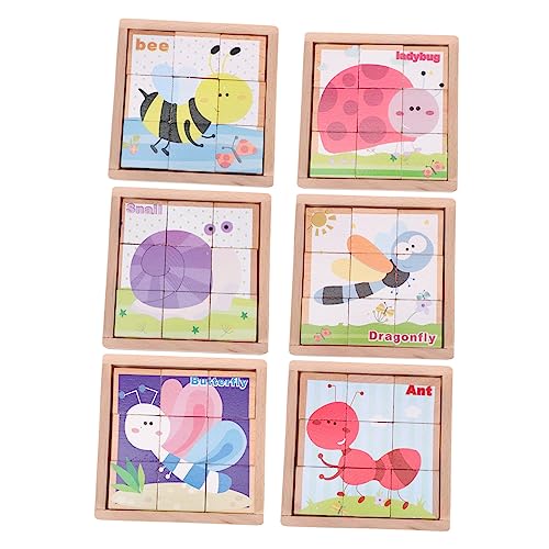 Abaodam 1 Satz sechsseitige Malbausteine Puzzle rätselbuch Toys for Children Toys kinderspielzeuge Rätsel zum frühen Lernen Bildungsrätsel Puzzle-Block Kinderpuzzle Holz von Abaodam