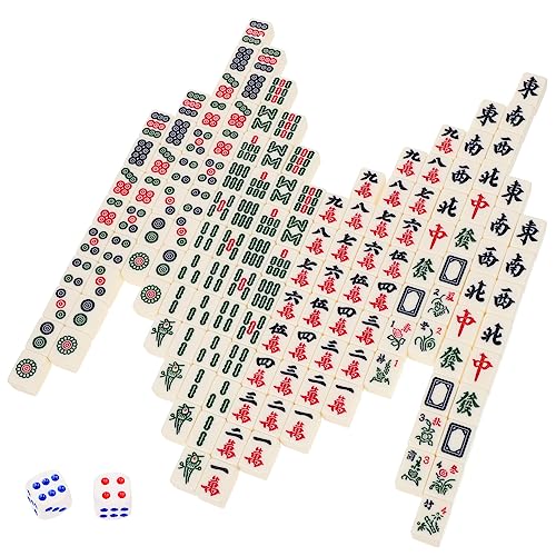 Abaodam 1 Satz tragbares Mahjong Reise-Brettspiel Chinesisches traditionelles Brettspiel Mini-Mahjong-Set Outdoor-Mahjong-Set Chinesisches nummeriertes Mahjong Mahjong-Spiel Melamin von Abaodam