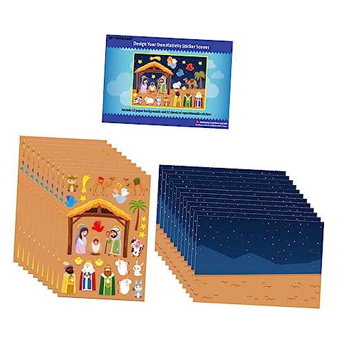 Abaodam 1 Set Christliches Krippen Outfit Rayan Spielzeug Für Kinder Puzzle Spielzeug Aufkleber Bücher Für Mädchen Kinder DIY Aufkleber Kinderzimmerdekoration Weihnachtskarte von Abaodam