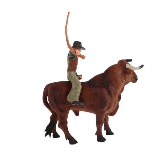 Abaodam 1 Set Cowboy Modell Spielzeug Cowboy Figur Cowboy Figur Stier Figur Bullenreiten Figur Western Cowboy Statuen Bullenreitausrüstung Cowboy Stier Western Stall Spielzeug von Abaodam