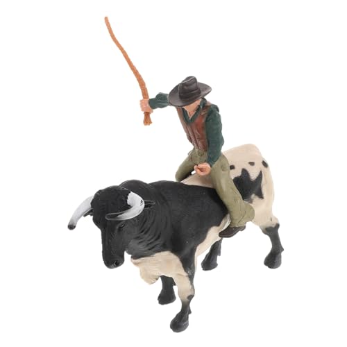 Abaodam 1 Set Cowboy Modell Stierfigur Kuhspielzeug Stierornament Stierdekoration Stierkampfstatue Stierfotoornament Rodeo Actionfiguren Stiere Mit Realistischer Stierstütze von Abaodam